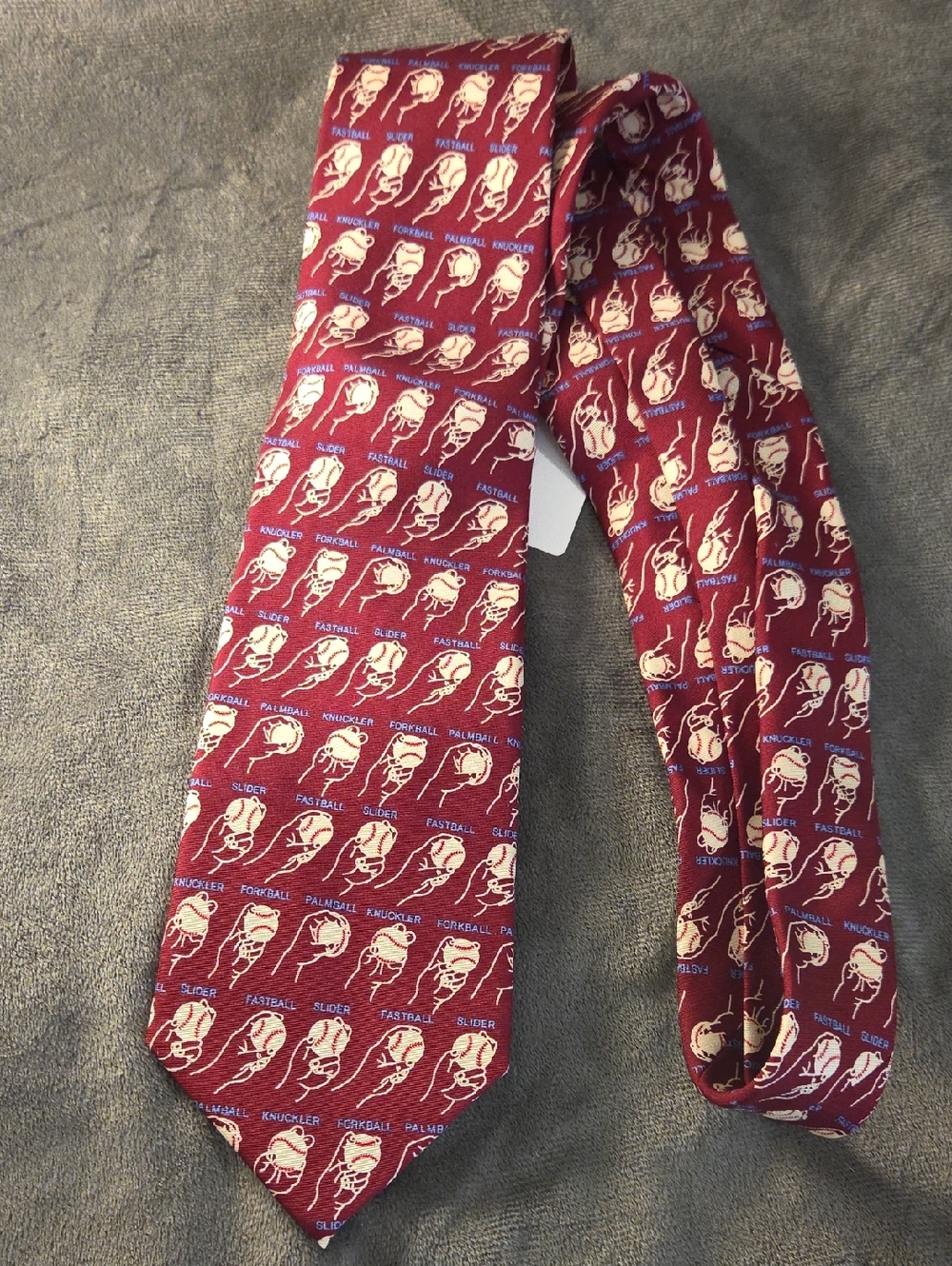 Novelty Baseball Pitchers Pattern Burgundy Tie